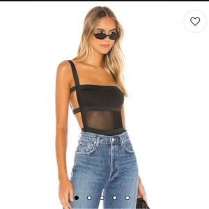 superdown Camille Strappy Back Bodysuit Size M Black